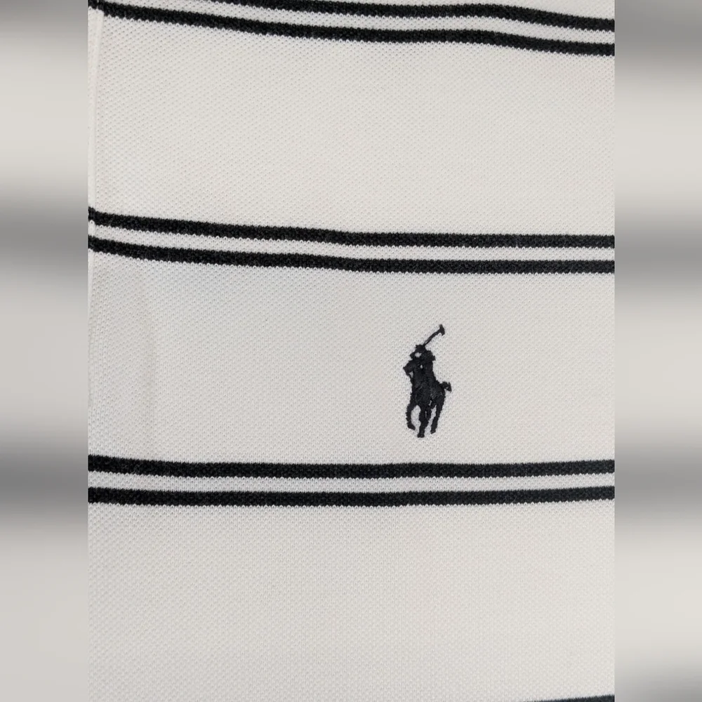 Polo by Ralph Lauren Men's White & Black Strips Short Sleeve Cotton Shirt Sz.XL
